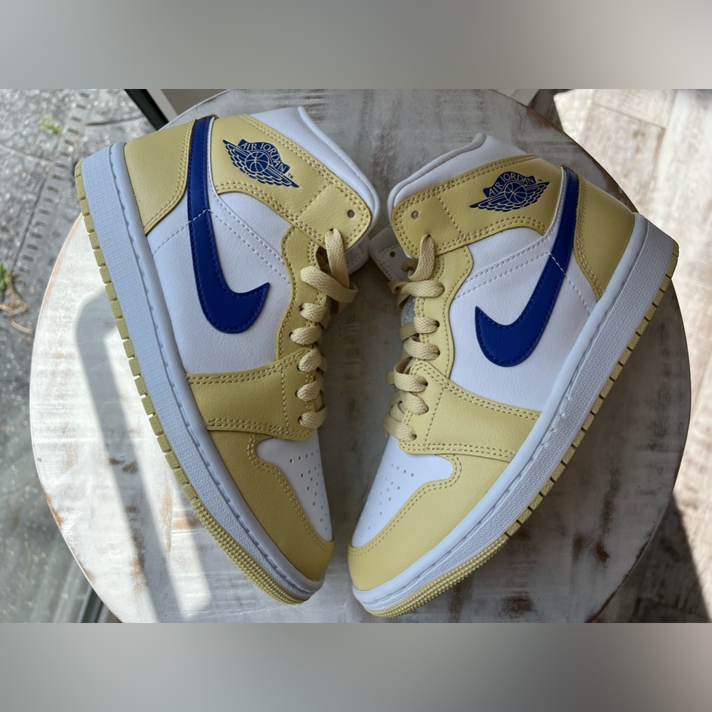 Nike Air Jordan 1 Mid Lemon Wash Lapis 6.5w 5y Basketball Sneakers New - Picture 6 of 10